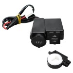 Priza USB x 2, bricheta x 1 si Voltmetru digital moto, led verde, culoare negru Priza USB x 2, bricheta x 1 si Voltmetru digital moto, led verde, culoare negru